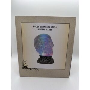 CRACKER BARREL Halloween Color Changing Skull Glitter Globe Tested Read